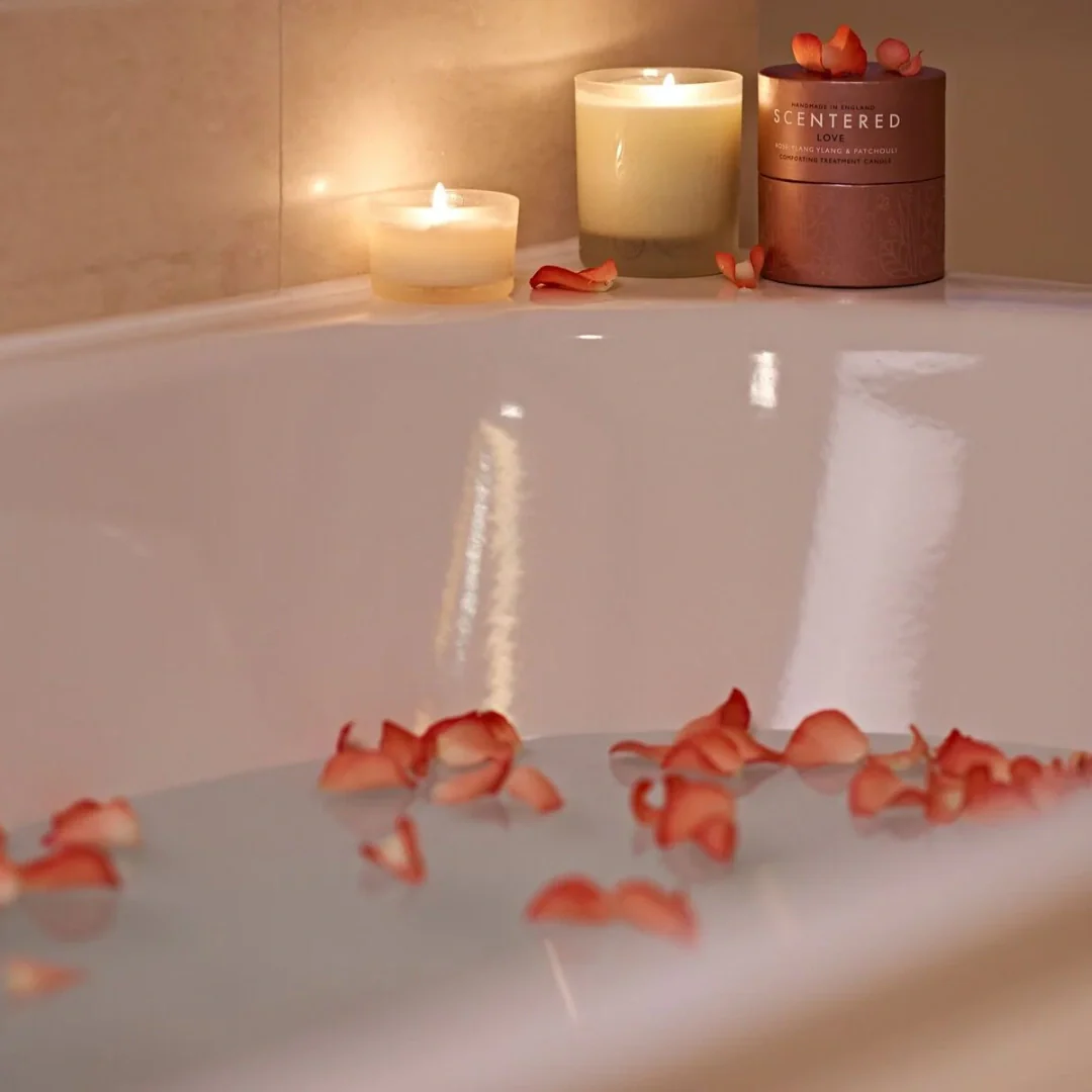 bath with rose petals