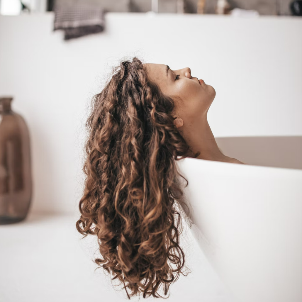 woman relaxing taking a bath