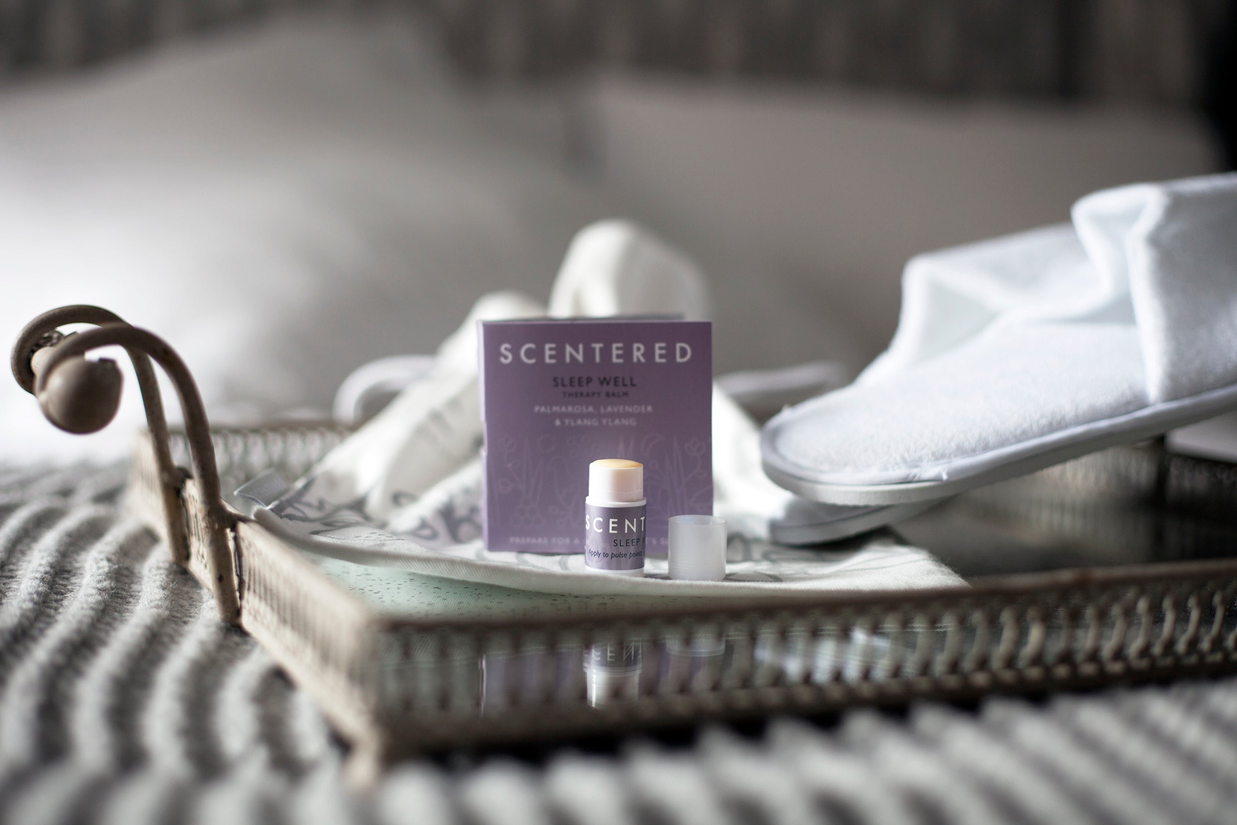 Sleep Well mini balm as hotel turn down gift