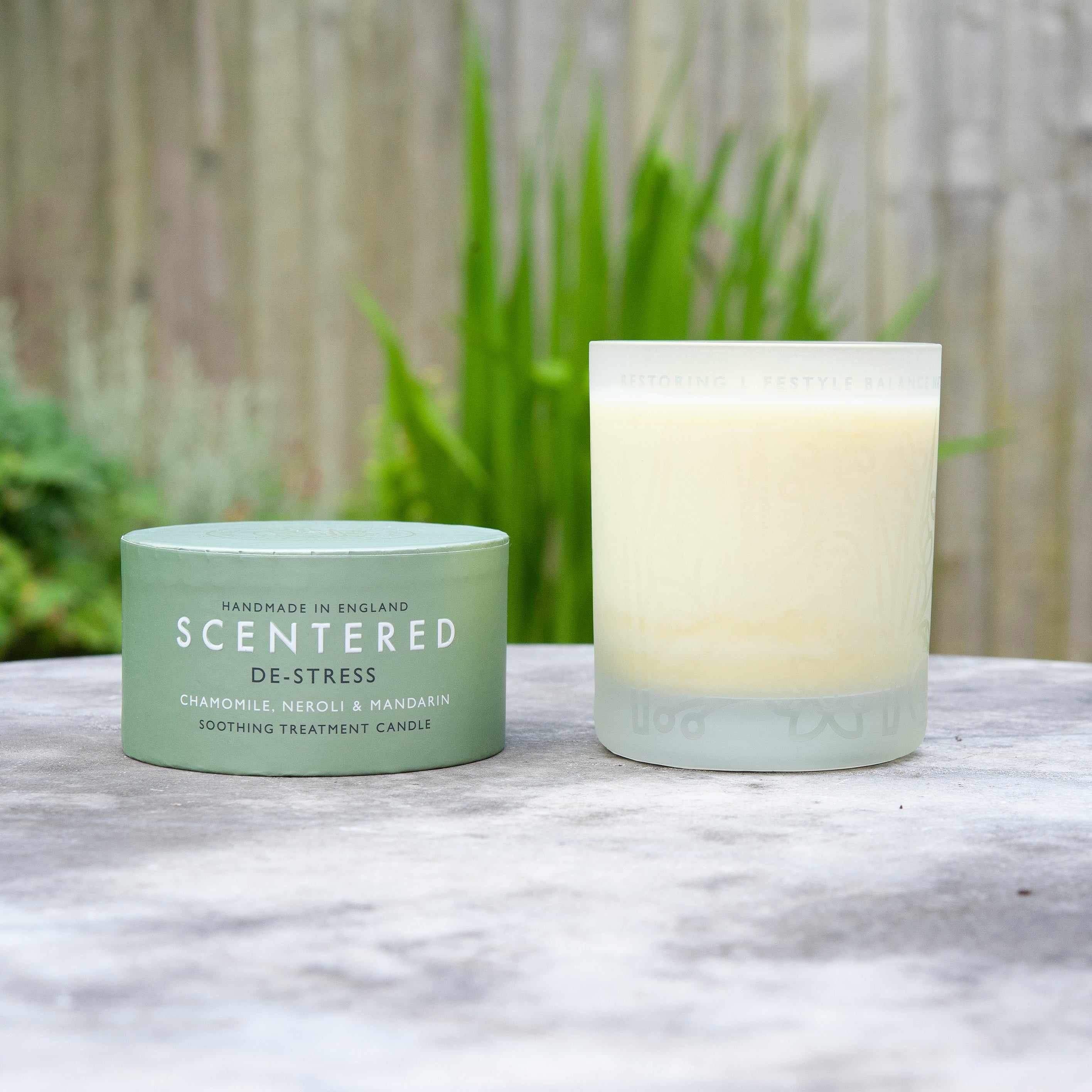 De-Stress Aromatherapy Balm Candle with calming essential oils, designed to reduce stress and promote relaxation. Perfect for unwinding after a long day, creating a peaceful atmosphere, and enhancing well-being. Made with natural ingredients and a soothing scent for self-care moments.