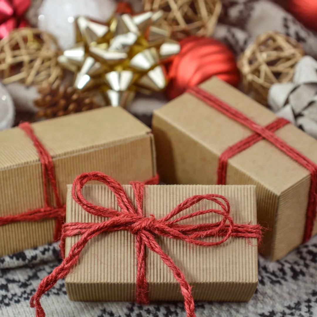 Christmas presents with red bows