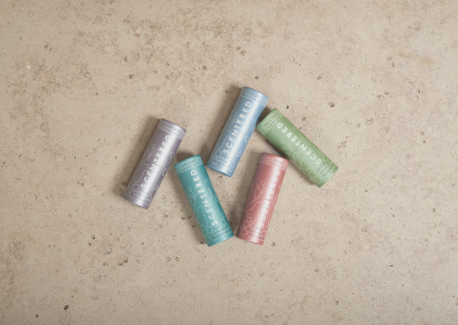 five scentered aromatherapy balms