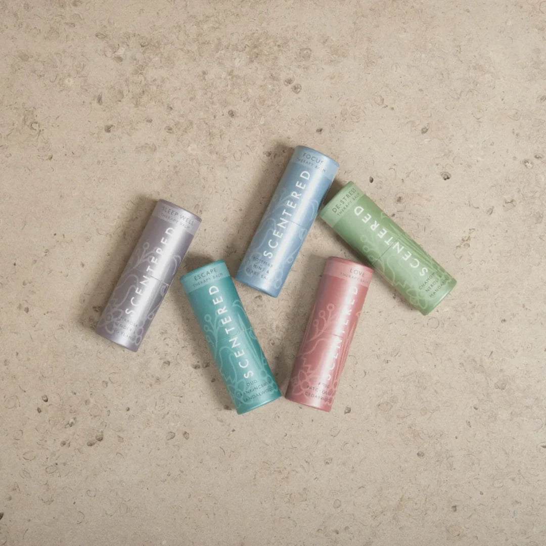 five scentered aromatherapy balms