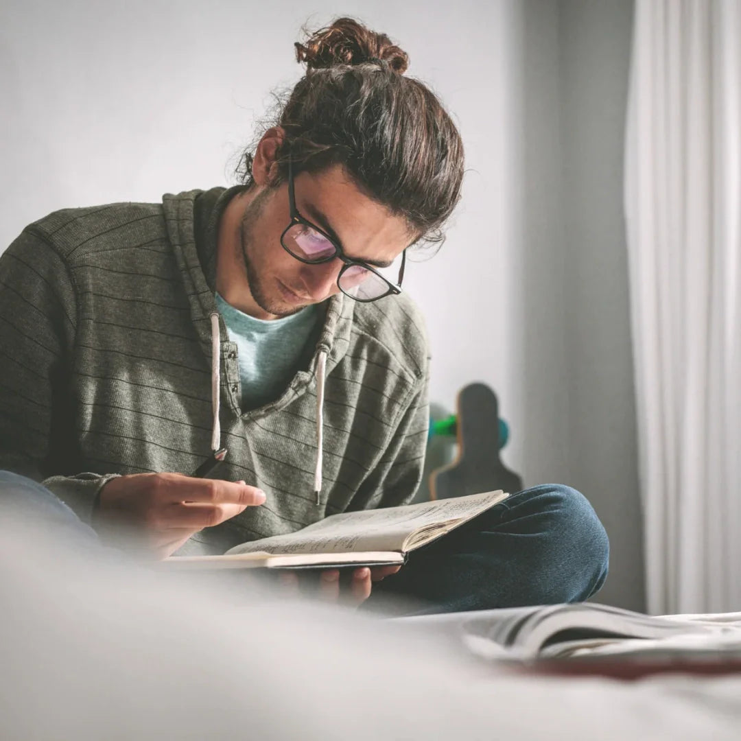 young man studying