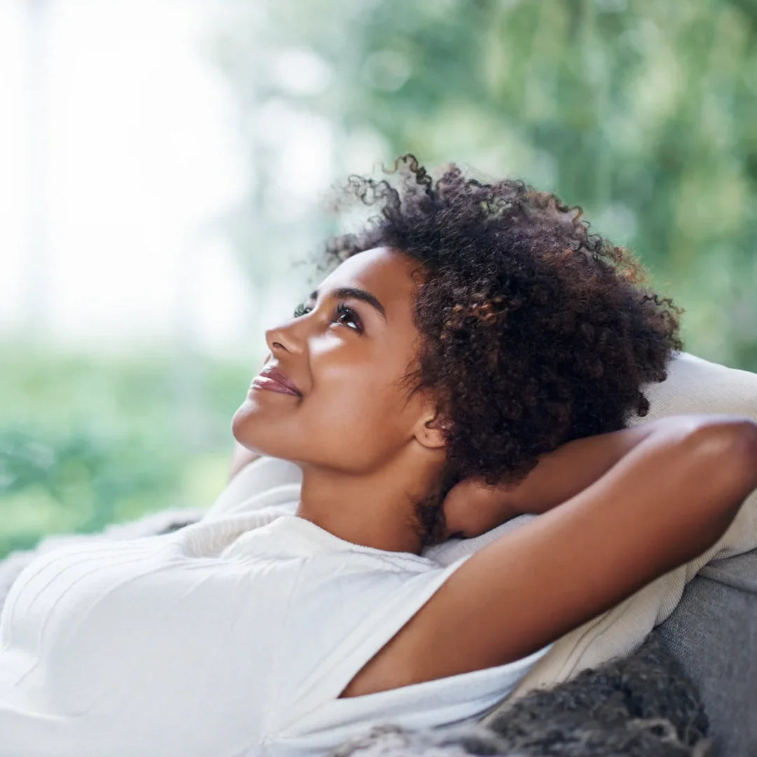 woman relaxing and smiling