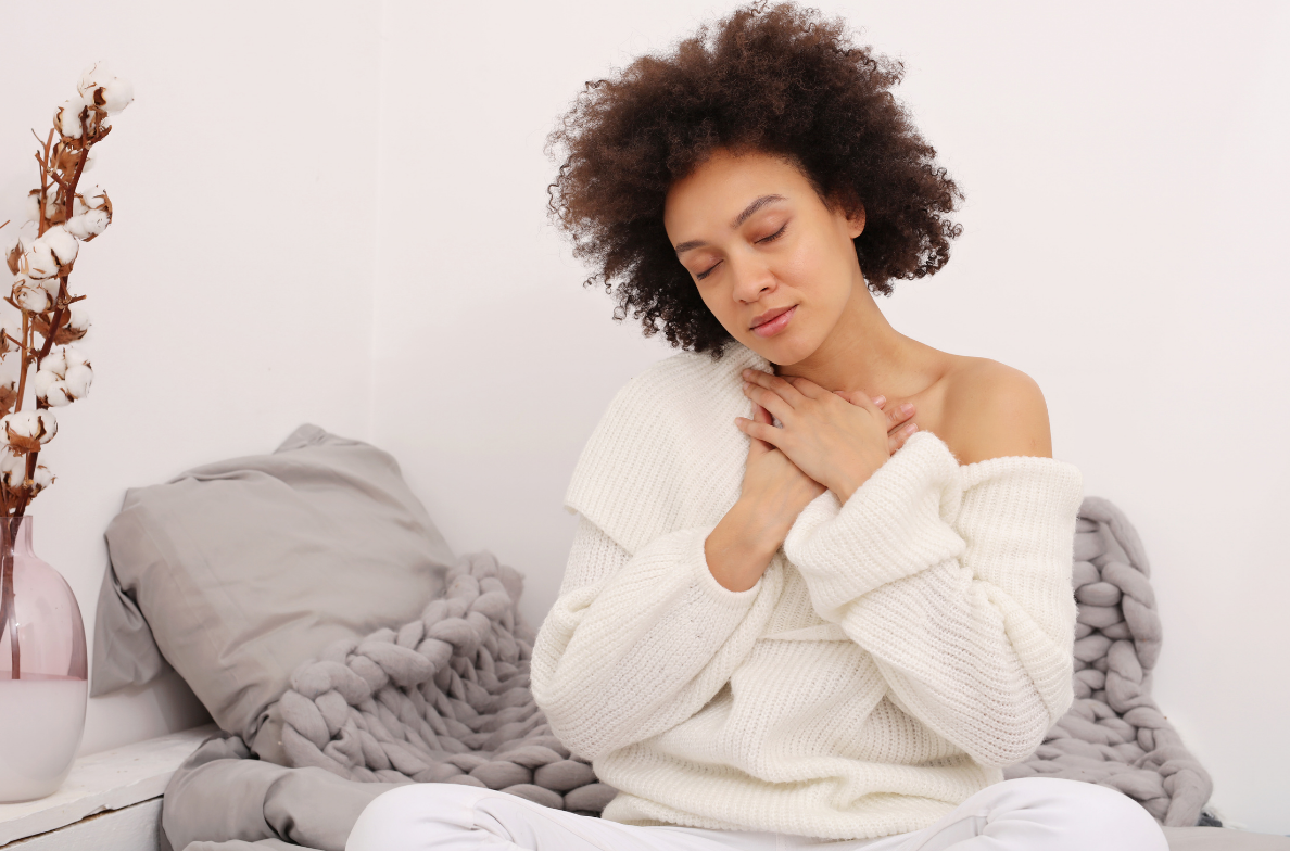 woman relaxing with eyes closed