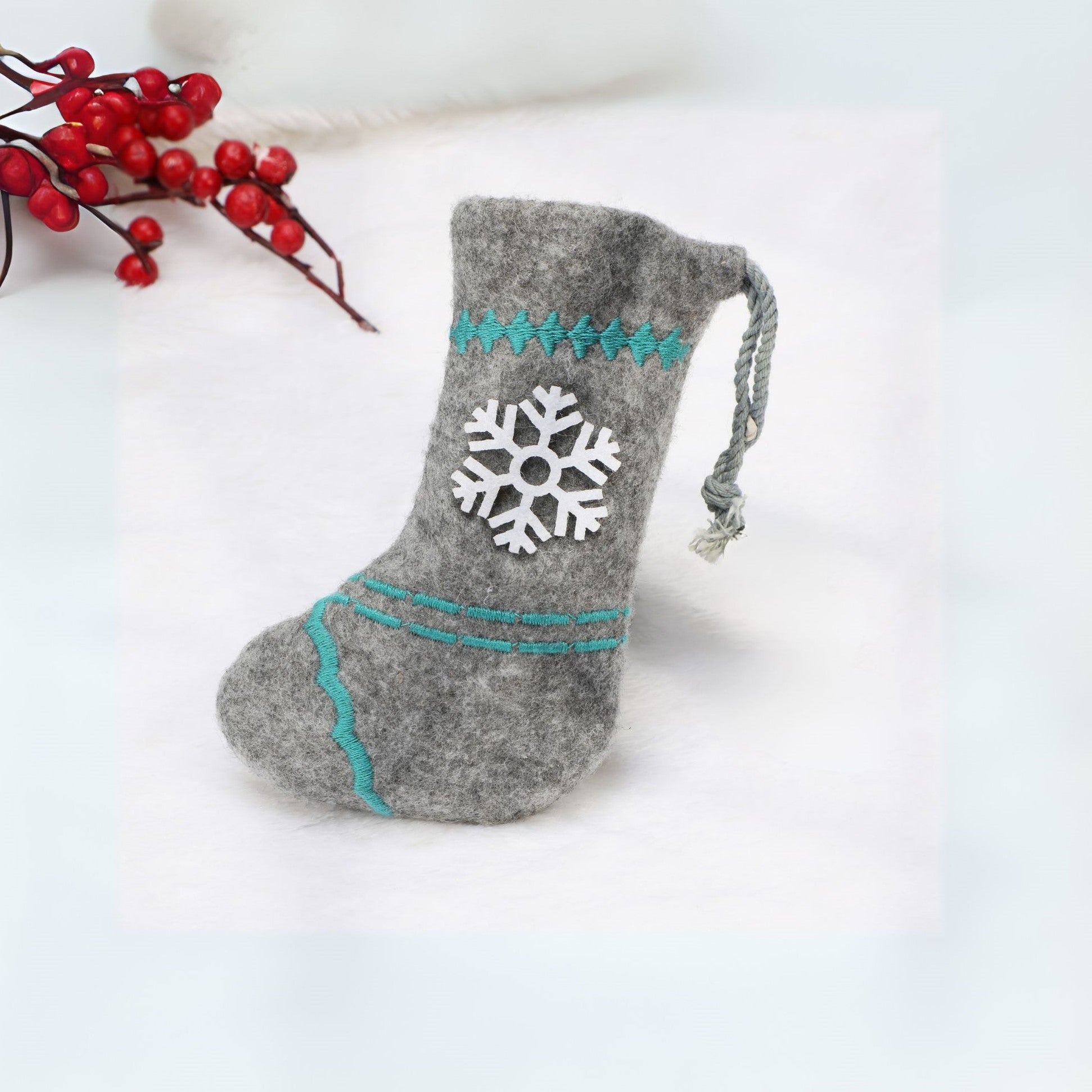 Luxury embroidered Christmas stocking with elegant festive detailing