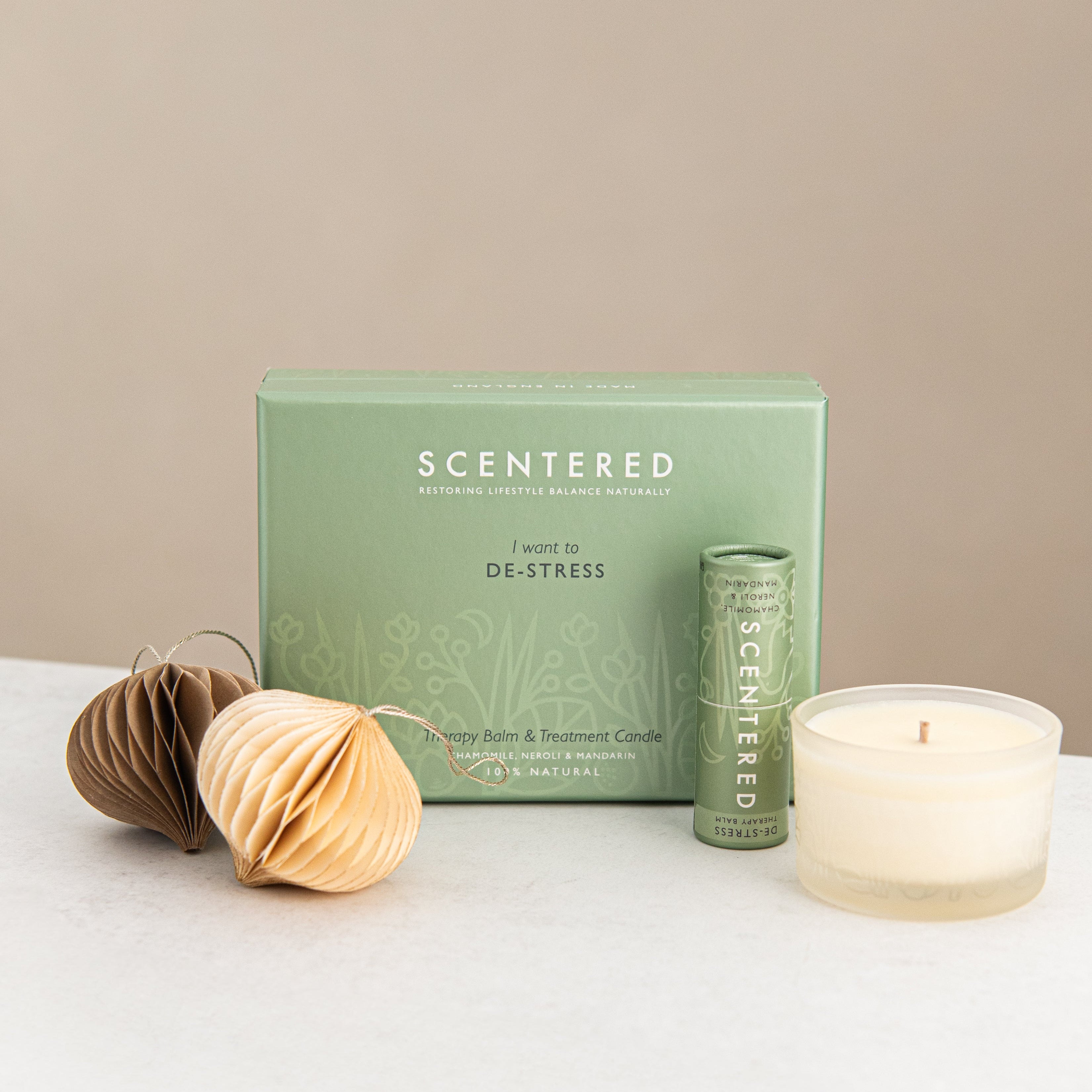 Scentered de-stress balm and candle for Chirstams gift