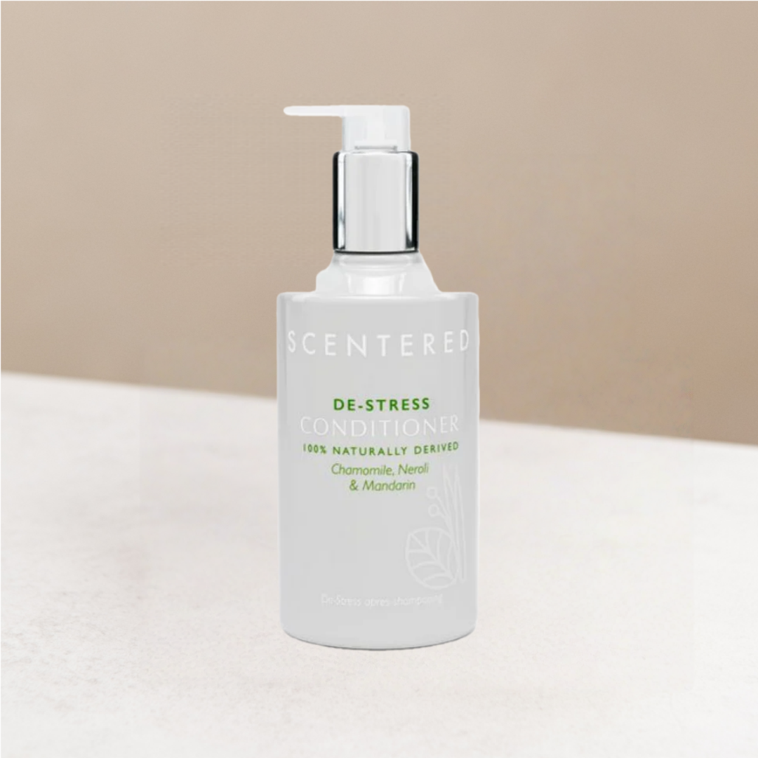 De-stress aromatherapy Conditioner with a warming background