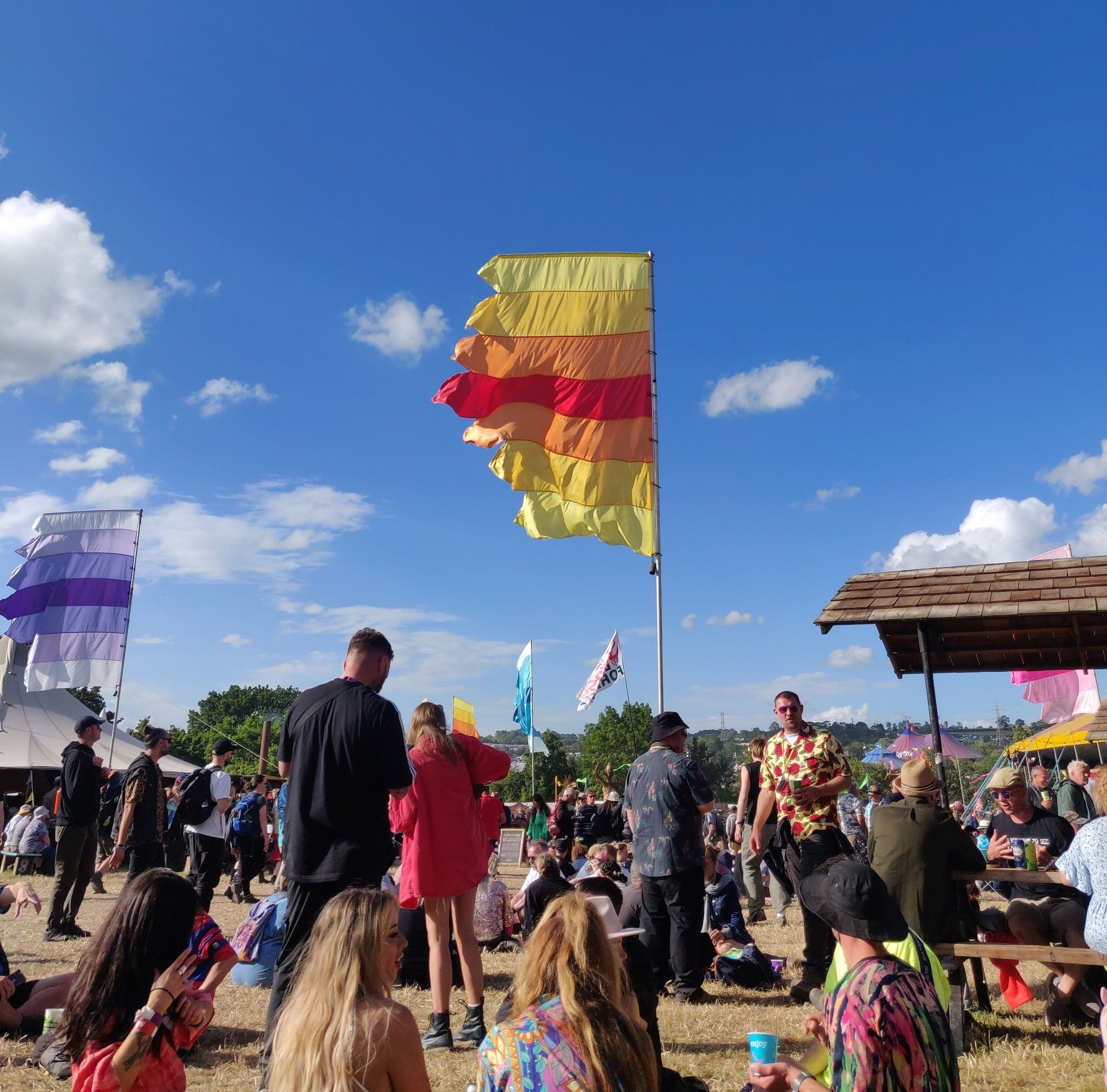 People enjoying Glastonbury festival