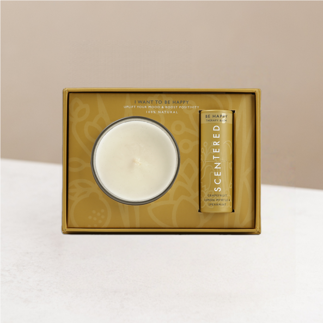 I Want To Be HAPPY Gift Set including Happy balm and happy candle 
