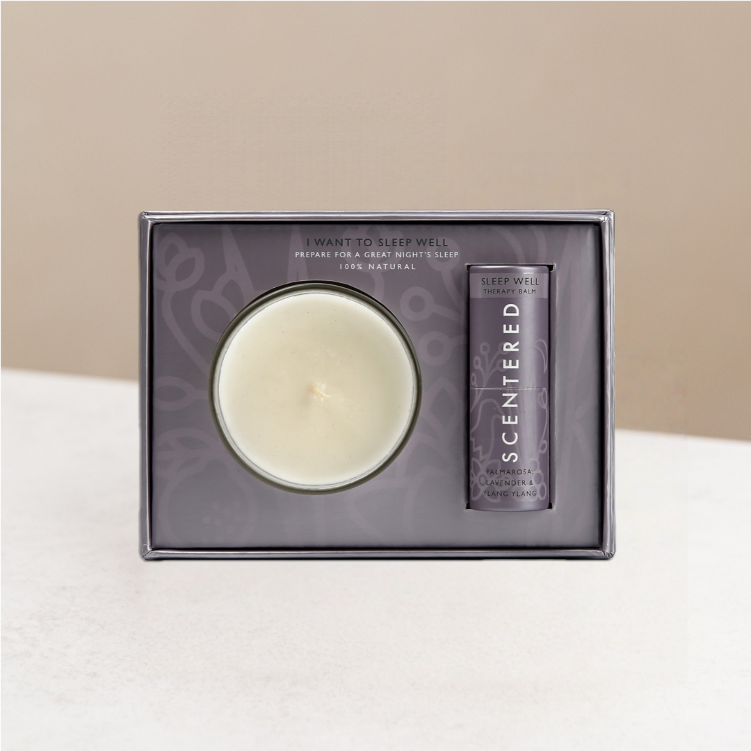 I_Want_To_Sleep_Well_Gift Box including the sleep well balm and candle.