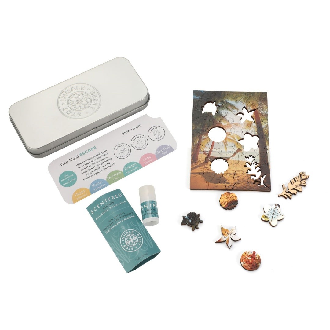 Experience wellness through restful sleep with our calming essential oil balm and Puzzle