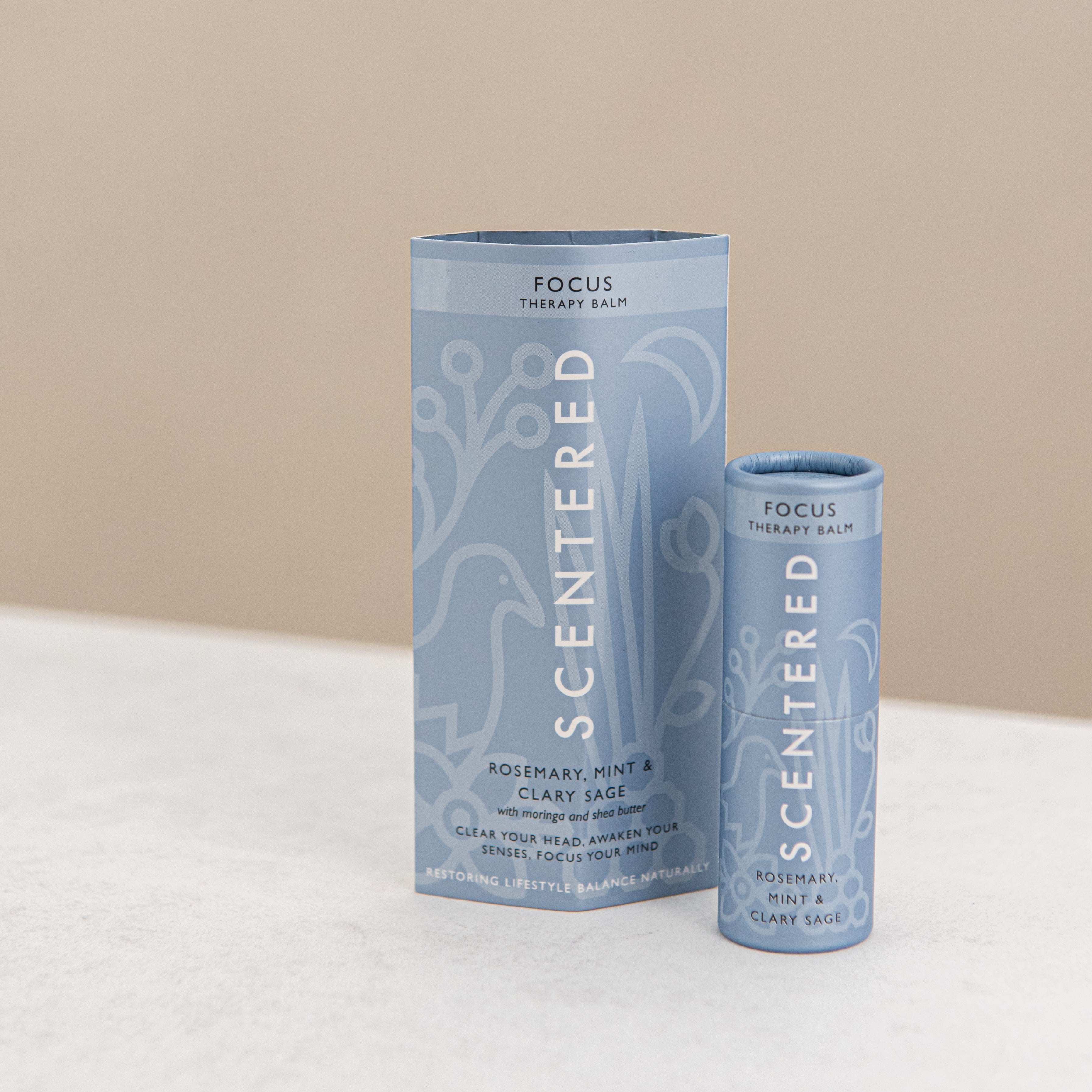Scentered Focus Therapy Balm with sleeve package