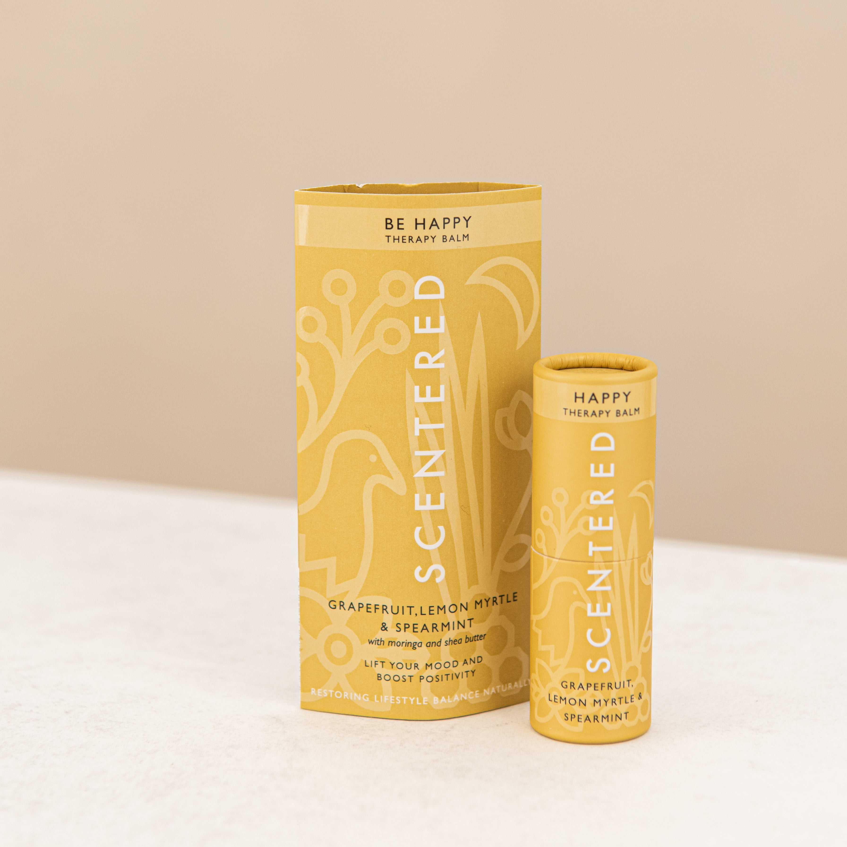Happy balm with sleeve package on display