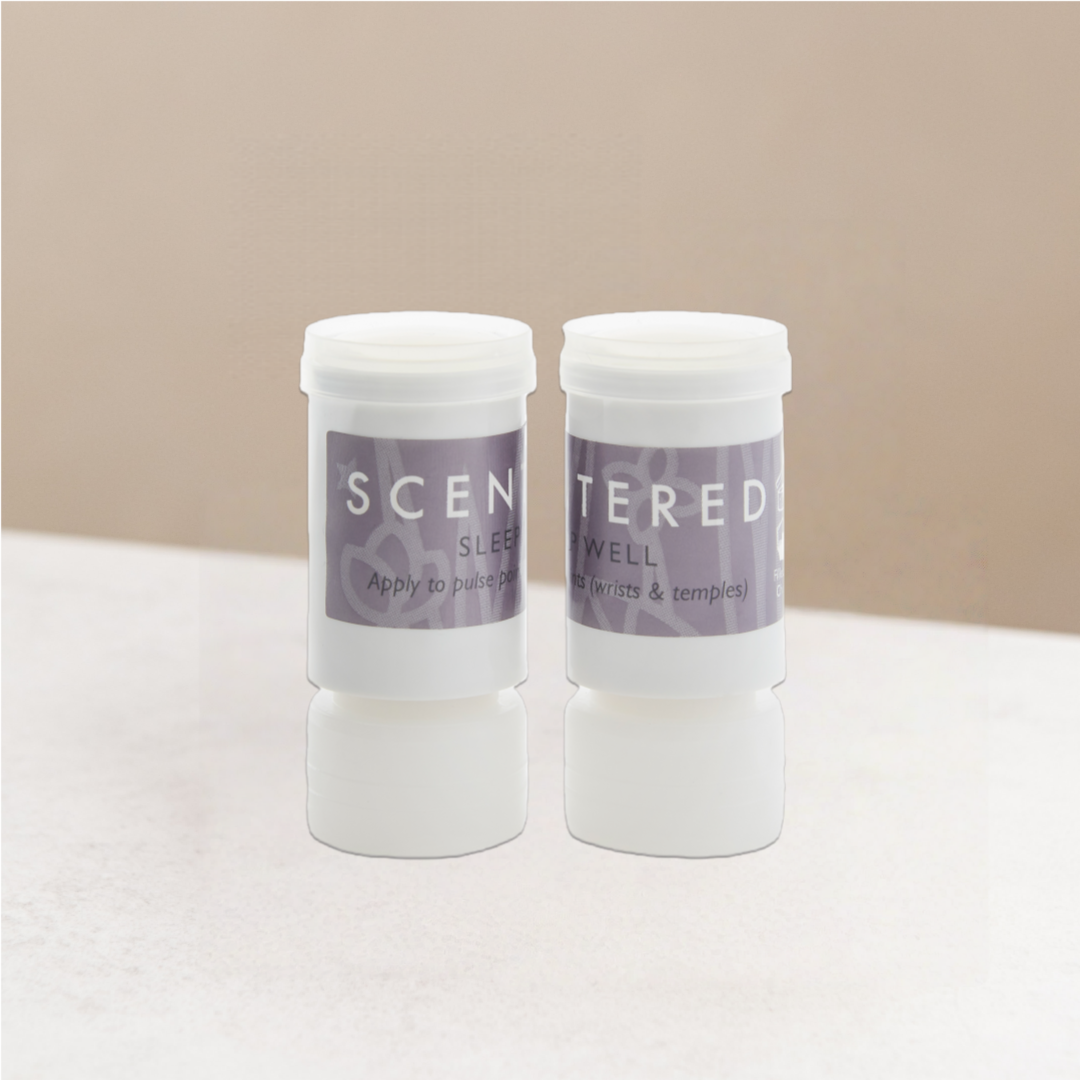Two Scented Sleep Well refills on warming background.